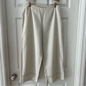 First Option Wide Leg Lightweight Linen Blend Cropped Pants Coastal Lagenlook